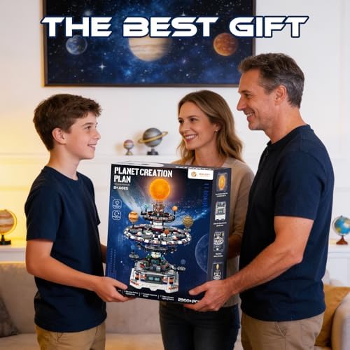Rotating Solar System Building Set with LED Lights, 2900 PCS Collector's STEM Model Kit, 8 Orbiting Planets & Glowing Sun – Educational Gift for Adults, Kids 8+, Astronomy Enthusiasts - Image 6