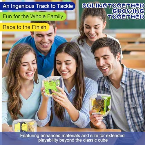 1 Sets Large Labyrinth 3D Maze Cube Puzzle Maze Game Gravity 3D Puzzle Cube Brain Teaser Ball Games for Kids Education Sensory Toys Gift for Adults (Upgrade Version,Yellow) - Image 6
