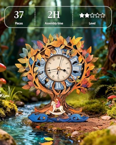 Rnfinewow 3D Puzzles for Adults, Tree of Life Clock Wooden Puzzles Room Home Decor, DIY Wall Pendulum Clock for Craft Enthusiast Hobbies Birthday Christmas Day Gifts - Image 7