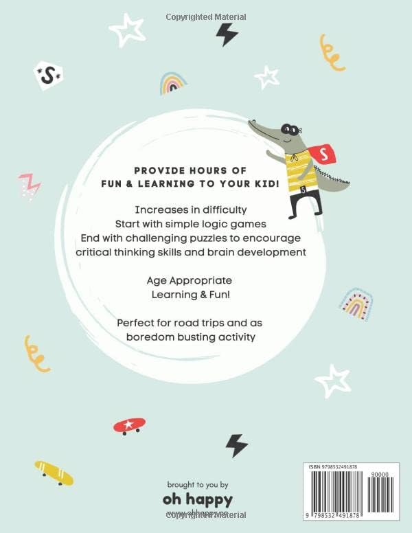 Logic Puzzles For Kids - Activity Books For Kids Ages 6-8 | Fun Kid Logic Puzzles That Includes Logic Games, Math Puzzles, Maze and Word Search, and ... Boredom Busting Activity Book For Boy & Girl - Image 2