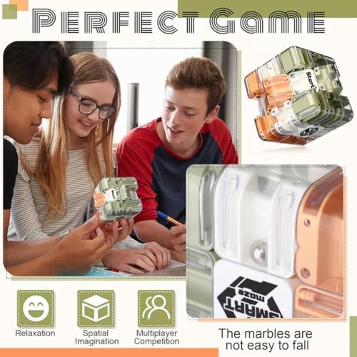 1 Sets Large Labyrinth 3D Maze Cube Puzzle Maze Game Gravity 3D Puzzle Cube Brain Teaser Ball Games for Kids Education Sensory Toys Gift for Adults (Classical,Green) - Image 6