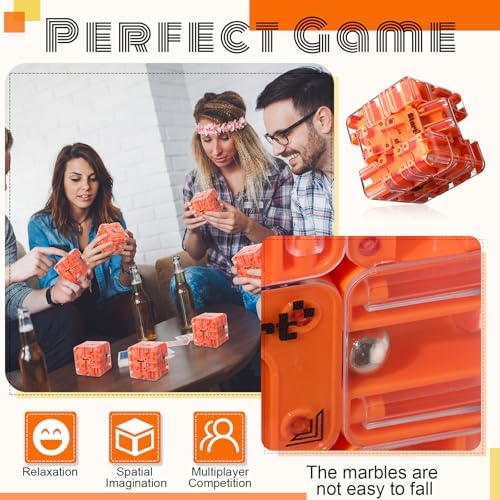 1 Sets Large Labyrinth 3D Maze Cube Puzzle Maze Game Gravity 3D Puzzle Cube Brain Teaser Ball Games for Kids Education Sensory Toys Gift for Adults (Classical,Orange) - Image 6