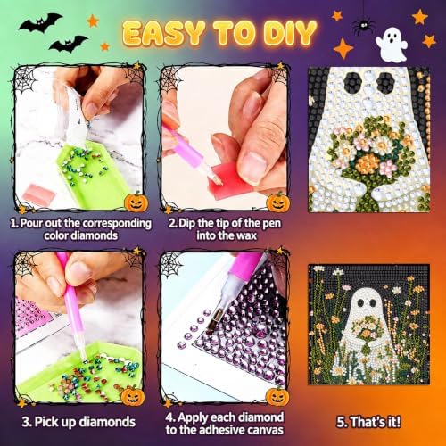 4 Pack Ghost Diamond Art Kits for Kids Ages 4-8-12, without Frame - Image 7