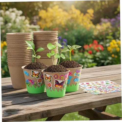 Kids Plant Growing Kit, 30 Peat Pots with 20 Fun Stickers & 6 Fences, Creative Garden Kit for Kids Gardening, Mother's Day Craft Favor Plant Growing - Image 7