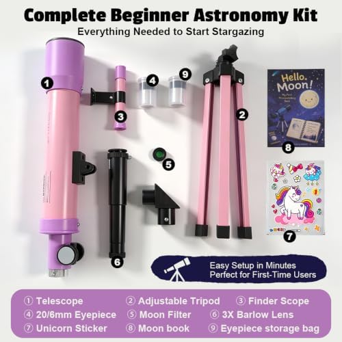 2-Pack Kids Telescopes, Pink Purple & Silver, Ages 6-12 - Image 7
