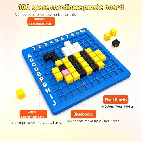 EXBEPE Pixel Art Kit Creator Puzzle Building Blocks,400 Plastic Cubes with 120+ Puzzles,STEM Educational Toy for Kids,Fine Motor Skills Game,Multicolor - Image 7