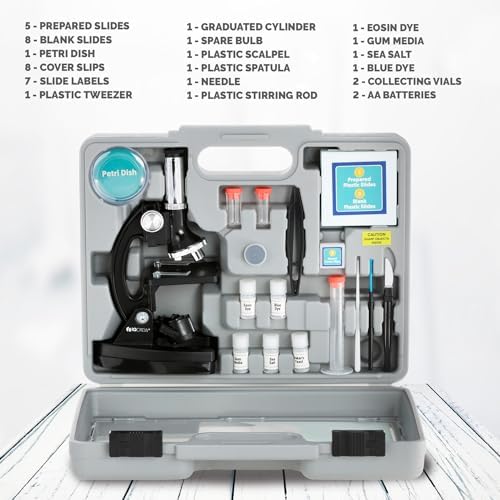 AmScope M30-ABS-KT2 52-Piece STEM Microscope Kit for Kids, Black - Image 7