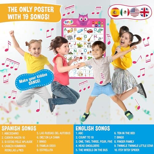 Gufino Alphabet Wall Chart - Bilingual Toys with Interactive Touch Buttons for Independent & Guided Learning - Ideal for Preschool Learning Activities & Spanish Classroom Supplies. - Image 7