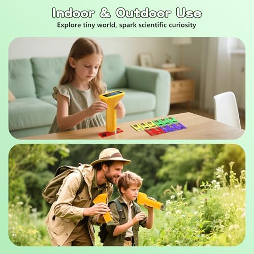 Odatay 1000X Digital Kids Microscope Kit with 12 Slides & 2" Screen, Orange - Image 7