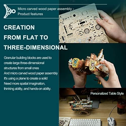 3D Wooden Puzzle for Adults - DIY Fantasy Spaceship Model Kits - Steampunk Mechanical Wooden Puzzle Craft Kits Birthday for Adults Teens Kids - Image 7