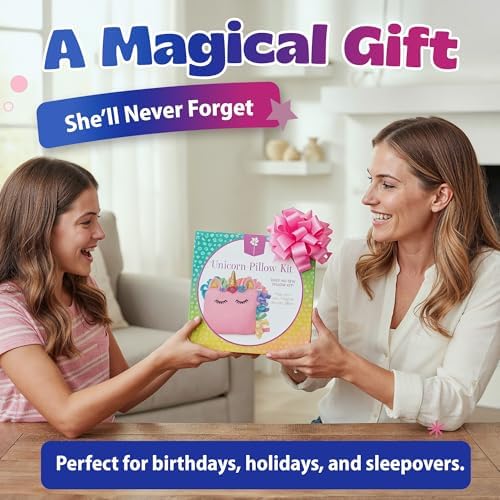Pinwheel Crafts No Sew Unicorn Pillow Kit for Girls Ages 4-8, Pink - Image 7