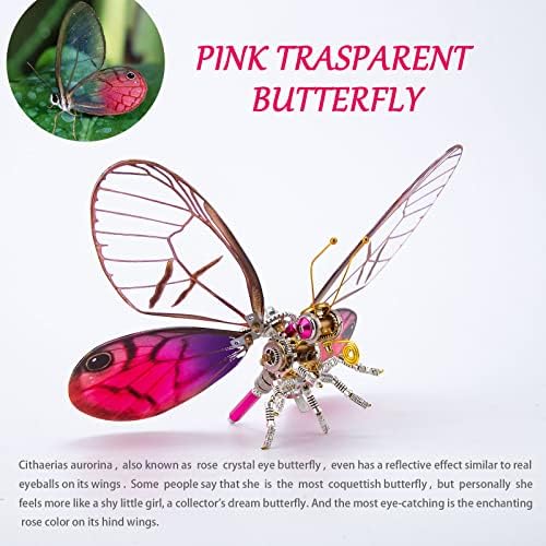 3D Metal Puzzle Steampunk Butterfly Model, DI YAssembly Mechanical Metal Cithaerias Aurorina Model DIY Kits Gifts for Teens and Adults (150PCS+) - Image 7