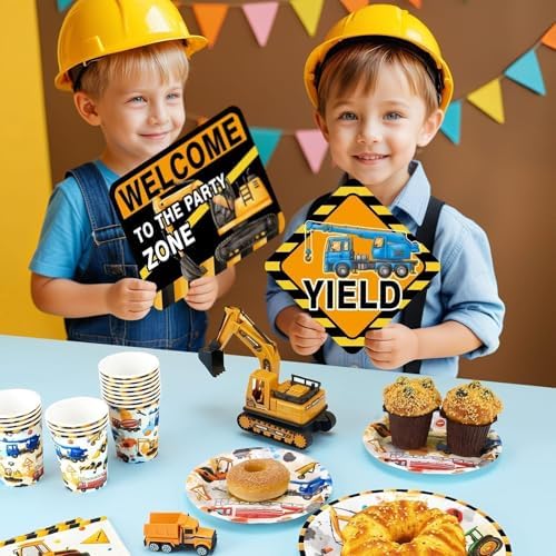 WERNNSAI 12 PCS Construction Party Signs Truck Road Sign Cutouts - Image 7