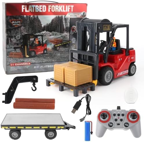 1:24 RC Forklift with Trailer, 2 in 1 RC Construction Vehicles for Kids - Image 6