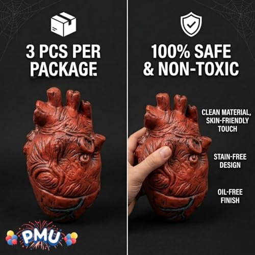 PMU 3Pcs Fake Heart - Bloody Heart Body Parts Halloween Decoration - Image 7