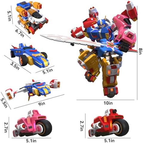 5-in-1 Transforming Vehicles Playset Include Motorcycles, Planes, Go-Karts -STEM Stacking Car Kit, Robot Transformation, Birthday Gift for Toddler Kids 7 Years Old Boys Girls - Image 7