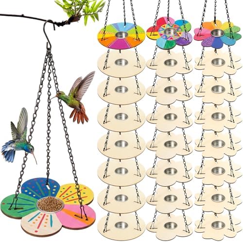 24 Pack Bird Feeder Craft Kits with Metal Chains for Fall, Flower,Round - Image 7