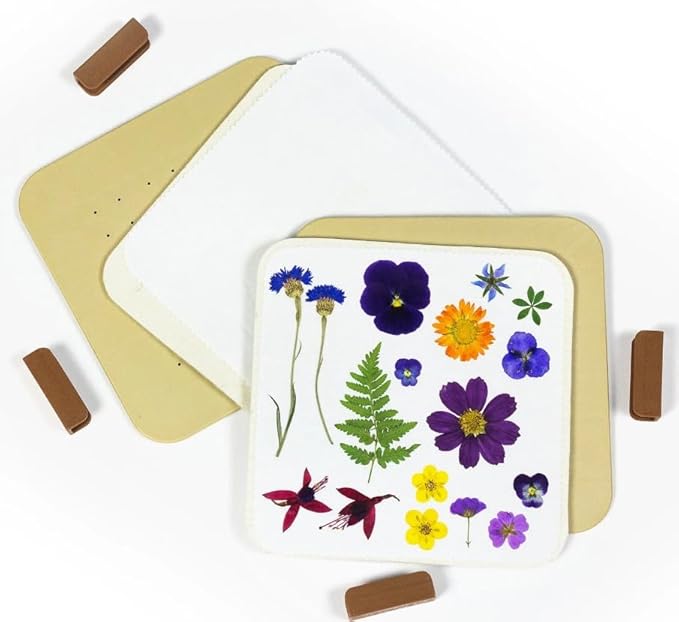 Microfleur Max Microwave Flower Pressing Kit - Complete DIY Floral Pressing Set with Tweezers, Soft Cover Book, & 9"" (23cm) Pressing Flower Frame for Scrapbooking & Art Crafts