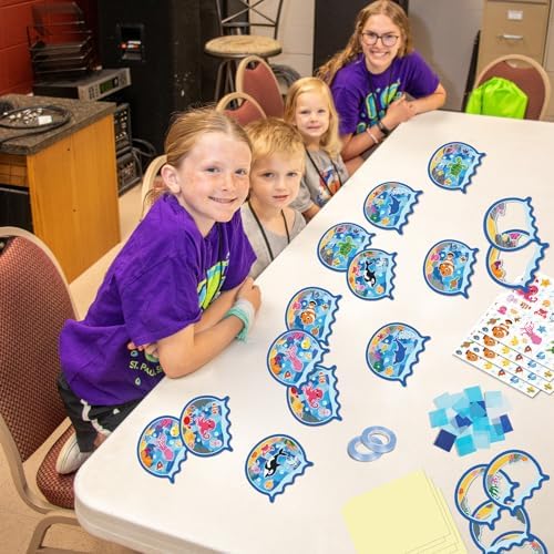 42PCS Summer Activities Crafts Bulk: Sea Animal Ocean Scene Paper Suncatchers, Under the Sea Party Fish Stickers DIY Kit School Classroom Decorations, Window Stained Glass Effect Art Supplies - Image 7