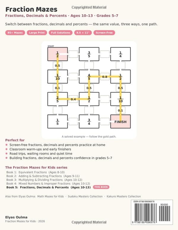 Fraction Mazes: Fraction Conversions: 85+ Maze Puzzles for Kids Ages 10-13 | Three Number Forms Practice Workbook, Grades 5-7 (Fraction Mazes for Kids) - Image 2