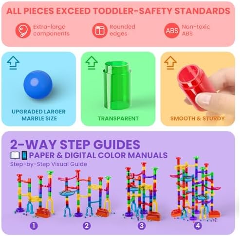 MaxTronic Glowing Marble Run, 150 Pcs Marble Race Building Blocks Construction STEM Learning Toys Perfect Christmas Birthday Gift for Boys and Girls Aged 3-12 - Image 6