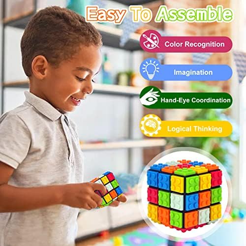 Speed Cube 3x3x3 Build-On Brick Cube with Building Blocks | Brain Teaser Magic Cube Puzzles, Creative Cube Toys for Beginners Adults & Kids (Black) - Image 7