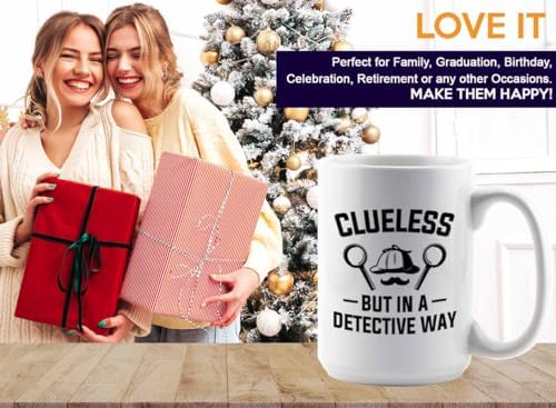 Detective Coffee Mug 15oz White Clueless Quote Police Officer Gift - Image 7