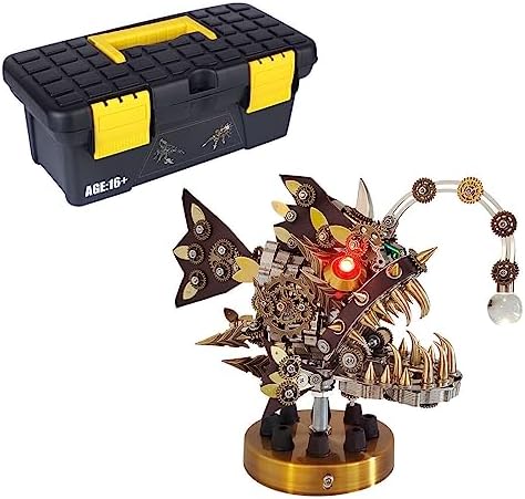 3D Steampunk Mechanical Metal Puzzle Kit: DIY Lantern Fish Model - 3D Jigsaw Assembly Kit, Handmade Craft Collection for Adults, Teens, Boys, and Girls(700-Piece) - Image 7