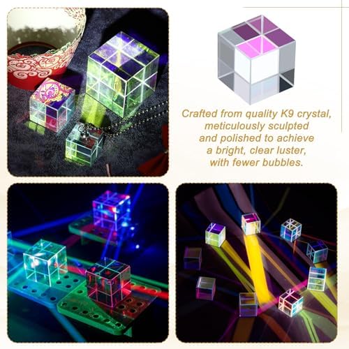 PATIKIL 3Pcs Cube Prism 15mm K9 Crystal Dispersion Prism AB Color - Image 6