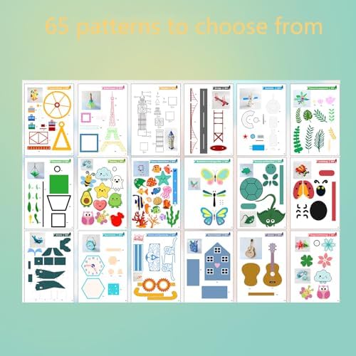 3D Printer Drawing Molds Paper Stencils for 3D Printing Pen,Reusable Graffiti Template,3D Pen Paper Stencils,42 Sheets 65 Patterns with PVC Transparent Board.(Large) - Image 7
