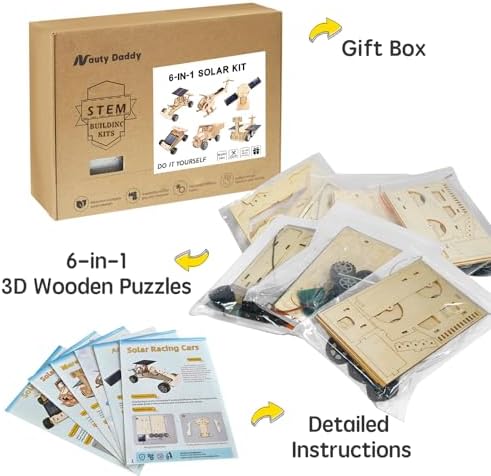 6-in-1 Solar STEM Wooden Building Kit for Kids Ages 6-14 - Image 7
