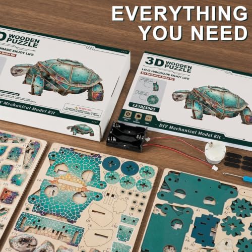 3D Wooden Puzzle for Adults, Mecha Turtle 3D Puzzle Kits, 171 Pieces - Image 7