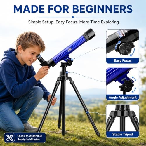 Ideal Swan Telescope for Kids 20x 30x 40x Beginner Spyglass Telescopic Blue - Image 7
