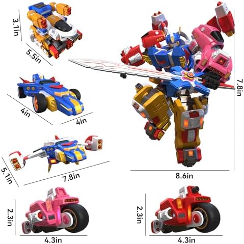 5-in-1 Transforming Vehicles Playset Include Motorcycles, Planes, Go-Karts -STEM Stacking Car Kit, Transforming Robots, Birthday Gift for Toddler Kids 6 Years Old Boys Girls - Image 7