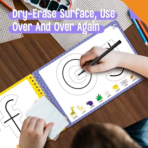 SpriteGru Letter & Number Tracing Pad, 30 Pages Alphabet ABC and 123 Handwriting Book, Reusable & Erasable Pen Control Practice Montessori Autism Educational Fine Motor Toddler Learning Toys - Image 7