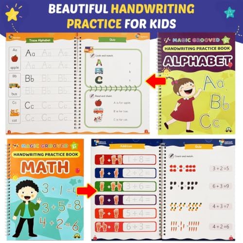 Premium 7 Magic Grooved Writing Practice Handwriting Books for Kids Ages 3-5 Letter Tracing Book Learn to Write Age 3-8 Children Workbook Learning Activities Reusable Preschool Education Home - Image 7