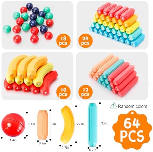 64PCS Magnetic Building Blocks, Montessori Magnet Toys for Kids Ages 3+, STEM Learning Toys for Boys and Girls, Creativity Kids Game - Image 7