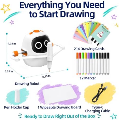 Drawing Robot for Kids Ages 3-8, Educational Drawing Toys with 214 Cards - Image 7