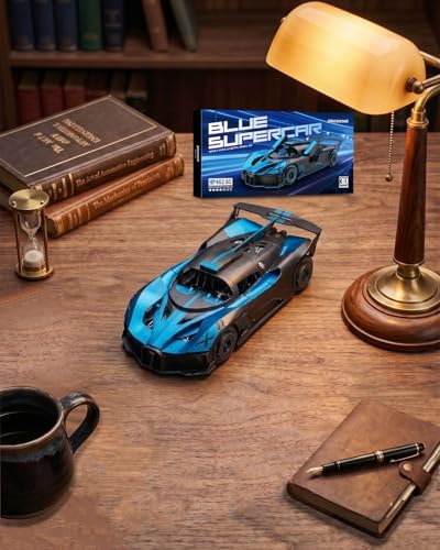 Piececool 3D Puzzle Blue Supercar Model Building Kits for Adults DIY Assembly Brain Teaser Puzzle, Best Gifts & Desk Decor - Image 6