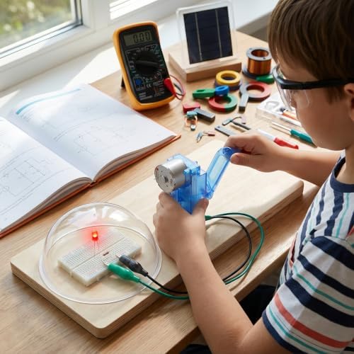 Hand Crank Generator 6V Dynamo, Emergency Power Supply with LED Light, Educational Science Kit for Kids Electricity Experiments, Blue Plastic Housing with Alligator Clips, 2.36x1.81x0.98in - Image 7