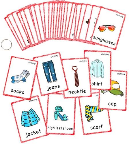 SANTSUN Set of Clothing Flash Cards for Toddlers(36 pc) | Kids Learning Flashcard & Montessori Pocket Cards Toys | Perfect for Pre-K Decor Background Wall Stickers, Teacher/Autism Therapists Tools - Image 7