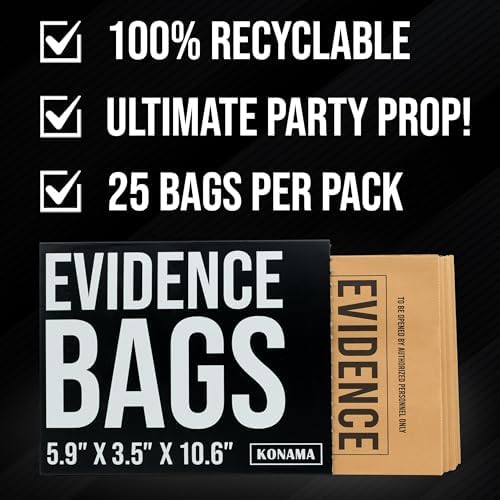 50-Pack Evidence Bag Prop Kit | Includes Classic Paper & Clear Plastic Bags | Authentic Supplies for Any CSI or Detective Party - Image 7