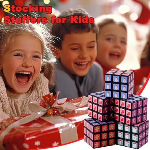 24 Pcs Mini Cubes Bulk, Christmas 1.18 Inch 3x3x3 Puzzle Cube Set, Stocking Stuffers for Kids, Birthday Party Favors, Classroom Prizes, Stress Relief Fidget Toys, Easter Basket Fillers - Image 7