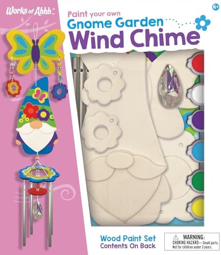 Works of Ahhh... Craft Set - Gnome Garden Wind Chime Classic Wood Paint Kit by WorksofAhhh