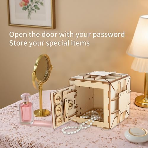 3D Wooden Puzzles for Adults, Safe Boxes, Brain Games Model Kit for Adults and Kids to Build, Mechanical Treasure Box Brain Teaser, Gifts for Adults and Teens (Safe Box) - Image 7