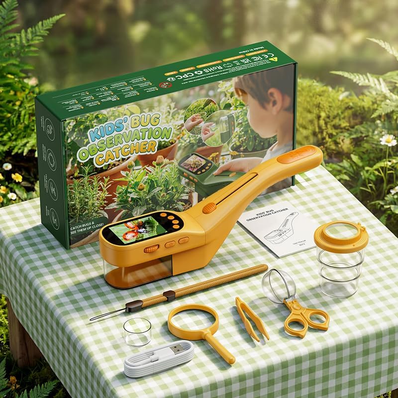 SIIOOE Bug Catcher Microscope for Kids Outdoor: STEM Toys with 500X HD Zoom - Birthday Gift for Boys Girls Age 3-12 - Handheld Nature Explorer Kits for Summer Camping - Image 7