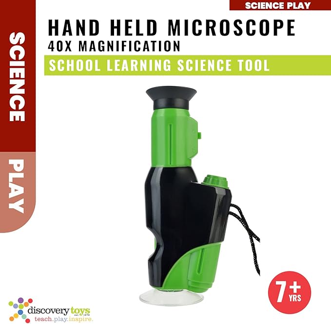 Discovery Toys Handheld Microscope for Kids | 40x Magnification LED ā STEM Science Kit | Pocket Microscope Toy | Educational Toy Explorer Gift | Portable Mini Scope for Ages 8+ | Explore IT!