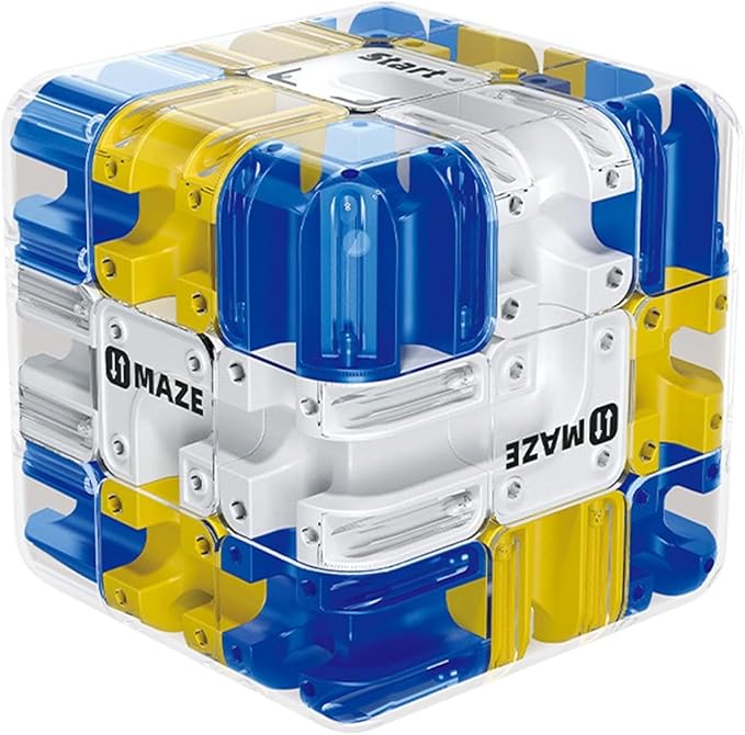 Large Labyrinth 3D Puzzles Maze Cube - Engaging Brain Teaser - 3D Maze Ball, Rubik Race Game, Improve Spatial Recognition, Relieve Stress (Blue)