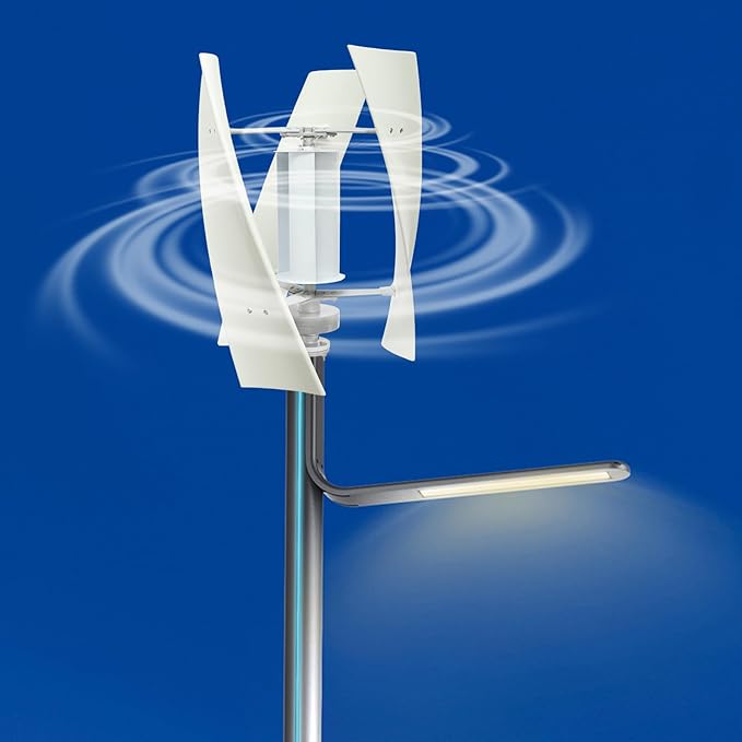 Bepritm Vertical Axis Wind Turbine, Wind Generator Kit with Controller & IP67 Protection, Ultra-Quiet Design for Home, RV, Business, Industrial Energy Supply (100W 24V White 4 Blades)