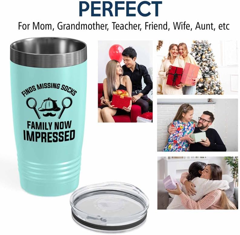 Detective Teal Edition Viking Tumbler 20oz - Finds missing socks - Police Officer Cop Patrol Detective Sheriff Law Enforcement Police Academy Student Police Chief - Image 6